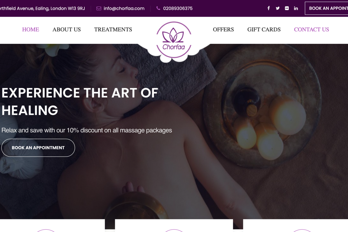 Chorfaa Wellness Clinic Website | Dynamic Booking System & Holistic Therapy Platform